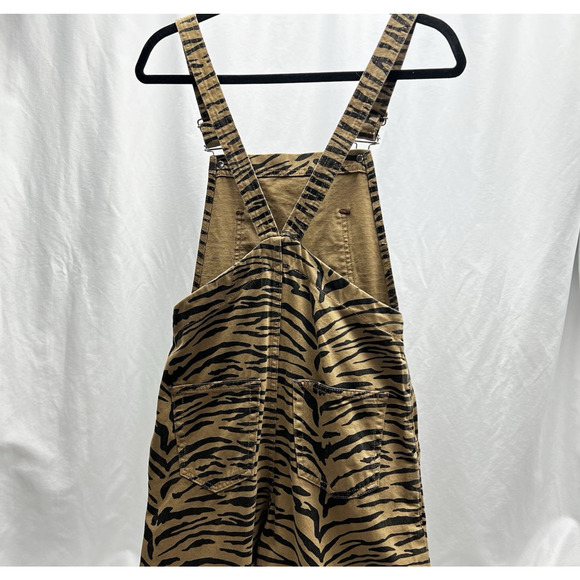 Topshop Moto Zebra Print Denim Overalls Size 4 NWT $95 Wide Leg Cropped Fray - Picture 5 of 12